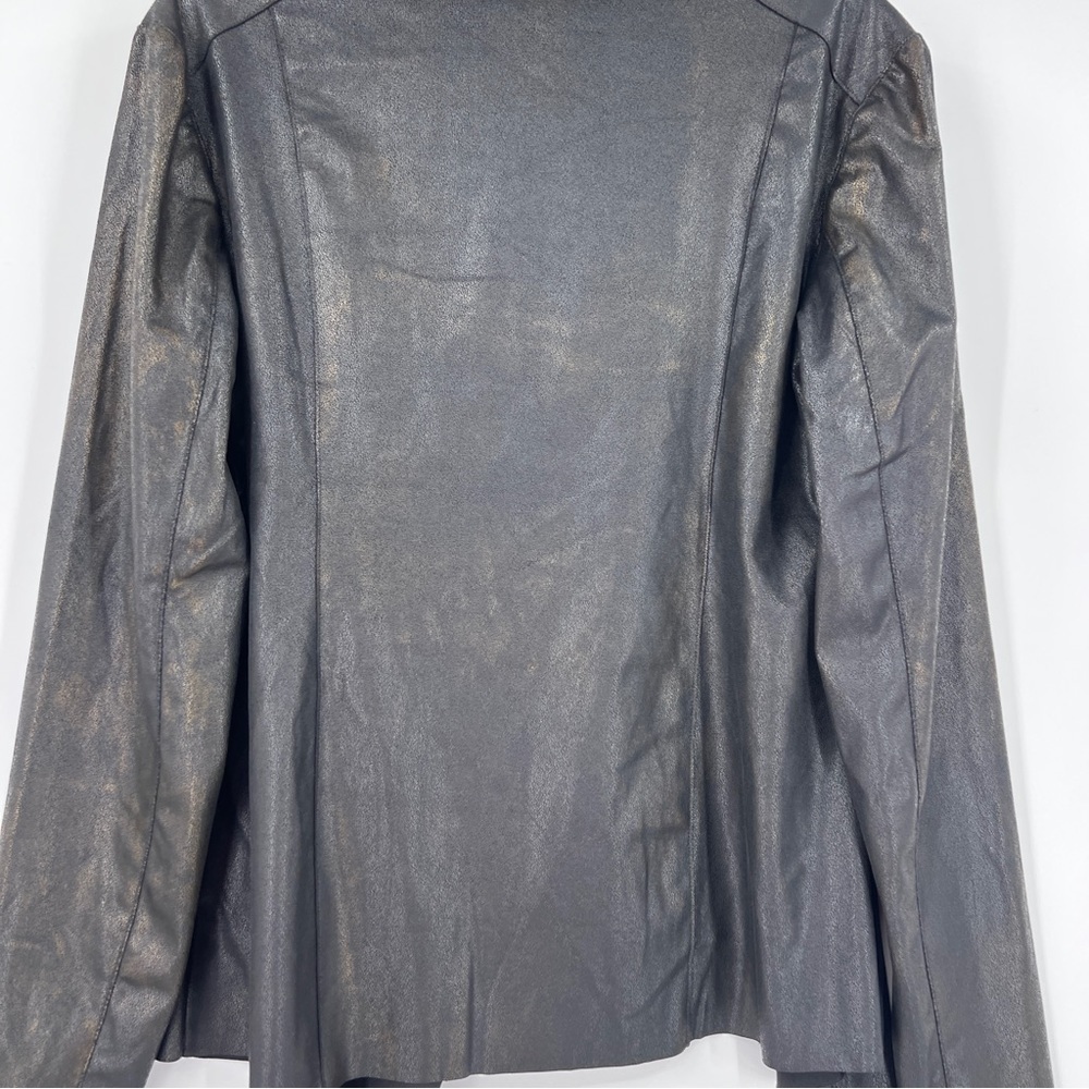 Kingston Grey Faux Leather Draped Jacket in Metallic Black Size Large NWT - Picture 11 of 11